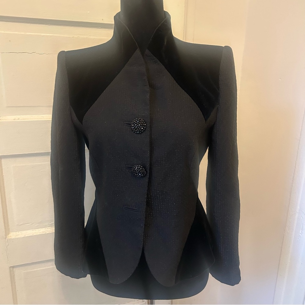 Vintage Giorgio Armani Velvet Black Evening Jacket 40 Victorian Goth Gilded Age